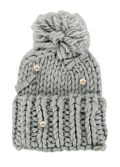 Grey Cable Knit Beanie Hat by Kaleidoscope