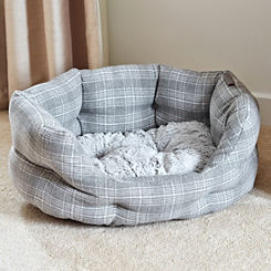 Grey Plaid Oval Bed by Zoon Pets