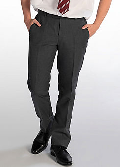 Grey Senior Boys Slim Leg School Trousers by Trutex