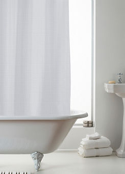 Grey Waffle Shower Curtain by Country Club