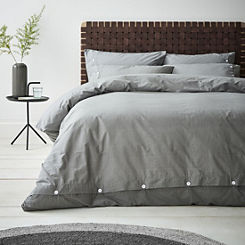 Grey Washed 100% Cotton Textured Duvet Set by Terence Conran