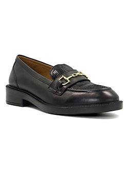 Grid Leather Monogram-Snaffle Trim Loafers by Dune London
