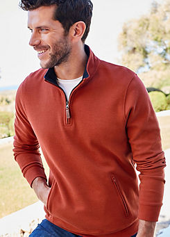 Half Zip Brushed Rib Top by Cotton Traders
