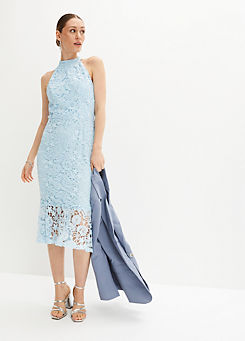 Halterneck Lace Dress by bonprix