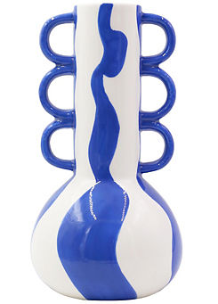 Handpainted Tomas Bold & Blue Ceramic Vase by Que Rico