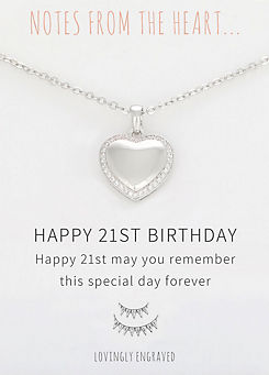 Happy 21st Birthday’ Pendant by Notes From The Heart