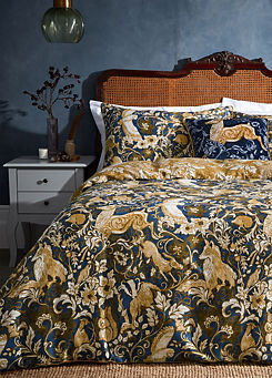 Harewood Cotton 200 Thread Count Reversible Duvet Cover Set - Blue by Paoletti