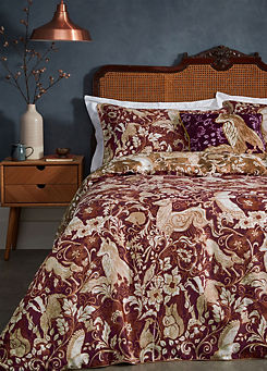 Harewood Cotton 200 Thread Count Reversible Duvet Cover Set - Ruby by Paoletti