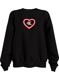 Heart Print Long Sleeve Sweatshirt by Calvin Klein