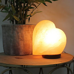 Heart Shaped Rock Salt Lamp with Wooden Base by Hestia