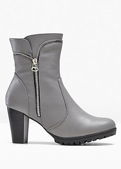 Heeled Leather Effect Ankle Boots by bonprix