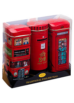 Heritage Post Box Traditional English Teas Triple Tin Gift Pack by New English Teas