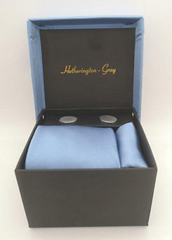 Hetherington Gray Pale Blue Tie, Pocket Square & Cufflink Set