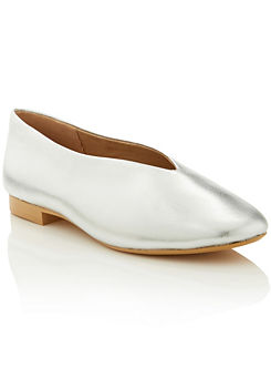 High Cut Leather Ballerina Pumps by Freemans