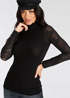 High Neck Lace Embellished Top by Melrose