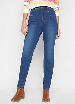 High Waisted Tapered Mom Jeans by bonprix