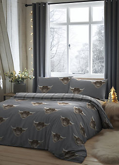 Highland Cow Duvet Cover Set - Grey by Fusion