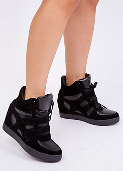Hitop Black Suede Wedge Trainers by Where’s That From
