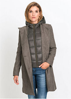 Hooded 2-In-1 Wool Blend Coat by bonprix