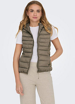 Hooded Quilted Gilet by Only