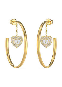 Hoop Earrings with Mop Heart Shape Charm by Guess