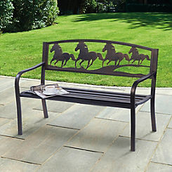 Horse Design Cast Iron Garden Bench by Kaleidoscope