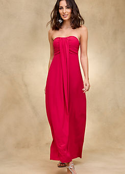Hot Pink Bandeau Jersey Maxi Dress by Together