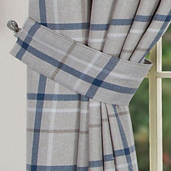 Hudson Check Pair of Curtain Tiebacks by Home Curtains