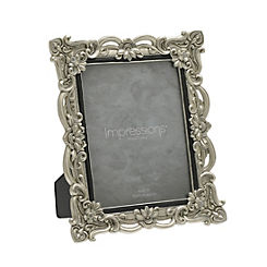 Impressions Antique Silver Floral with Faux Crystals 6 x 8 ins Photo Frame