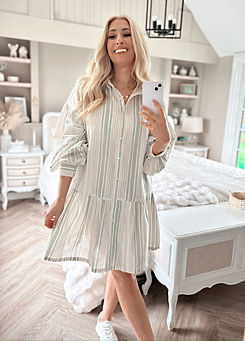 In The Style x Green Stripe Shirt Dress by Stacey Solomon