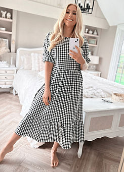 In The Style x Monochrome Gingham Midi Dress by Stacey Solomon