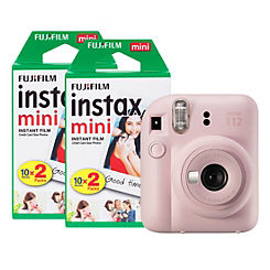Instax Mini 12 Instant Camera with 40 Shot Film Pack - Blossom Pink by Fujifilm