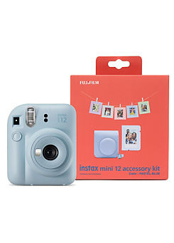 Instax Mini 12 Instant Camera with Case, Photo Album, Hanging Cards & Pegs - Pastel Blue by Fujifilm