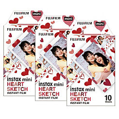 Instax Mini Heart Sketch Photo Film - 30 Shot Pack by Fujifilm