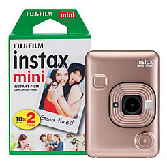 Instax Mini LiPlay Hybrid Blush Instant Camera inc 20 Shots by Fujifilm - Gold