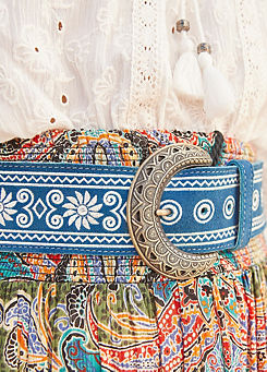 Into The Blues Embroidered Suede Belt by Joe Browns