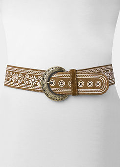 Into The Sands Embroidered Suede Belt by Joe Browns