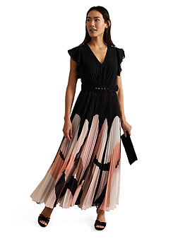 Isla Printed Skirt Ruffle Top Maxi Dress by Phase Eight