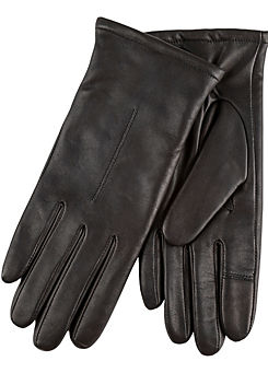 Isotoner Black Cashmere Lined One Point Premium Leather SmarTouch™ Gloves by Totes