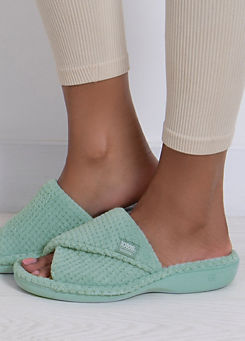 Isotoner Ladies Popcorn Turnover Open Toe Slipper - Mint Green by Totes