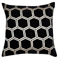 Ivor Hexagon Cut Velvet Feather Filled Cushion by Malini