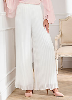 Ivory Pleat Palazzo Trousers by Together