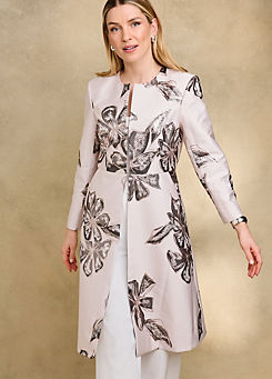 Jacquard Floral Long Line Dress Jacket by Kaleidoscope