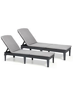 Japiur Set of 2 Loungers with Cool Box by Keter