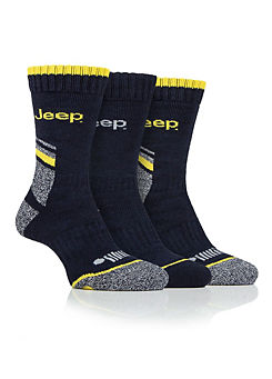 Jeep Mens 3 Pack Navy/Grey/Yellow Workwear Boot Socks