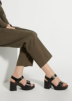 Jenies Black Mid-Platform Heeled Sandals by Dune London