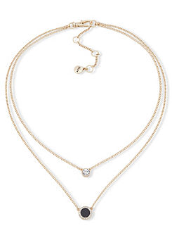 Jet & Crystal Double Pendant in Gold Tone by DKNY