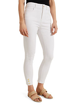 Joelle White Button Detail Skinny Jeans by Phase Eight