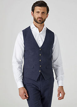 Jude Navy Blue Tailored Fit Suit Waistcoat by Skopes