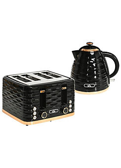 Kettle & 4 Slice Toaster Set - Black by HOMCOM